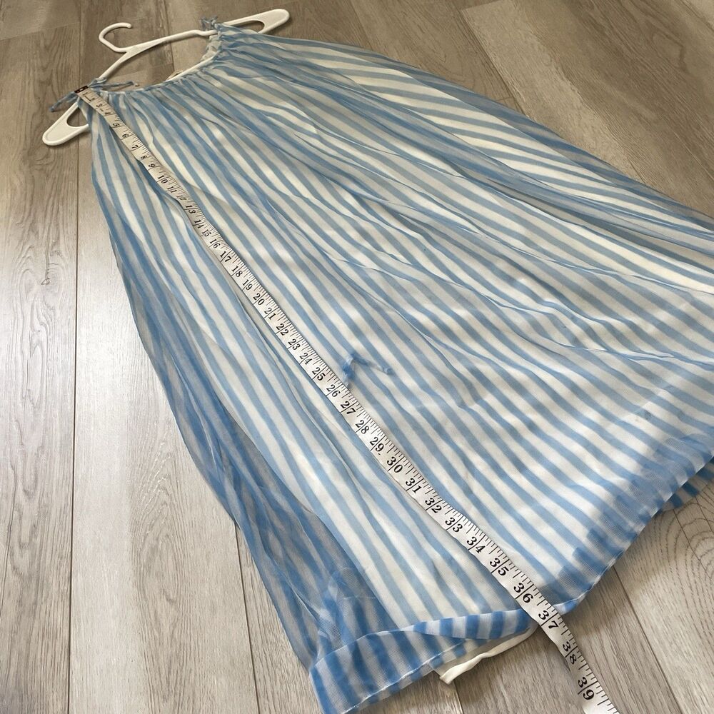 Saks Fifth Avenue Dress stripe chemise mini womens blue White (medium) vintage - Picture 3 of 7